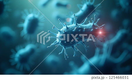 Visualizing Microscopic Viral Structures in Blue Visualizing Microscopic Viral Structures in Blue 125466031