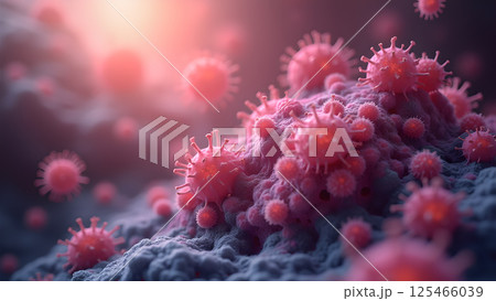 Microscopic View of Viral Infection Progression Microscopic View of Viral Infection Progression 125466039