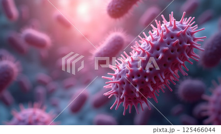 Microscopic Organism Render with Pink Hue, Cell Virus 125466044