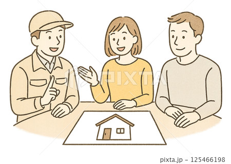 マイホーム住宅購入で打ち合わせをする夫婦 125466198