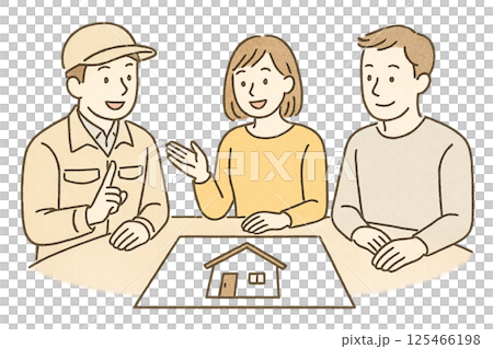 マイホーム住宅購入で打ち合わせをする夫婦 125466198