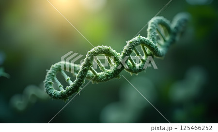 DNA Strand Close-Up With Green Mossy Texture 125466252