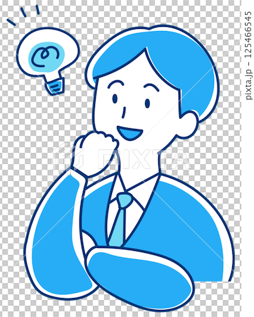 Illustration of a man in a suit who has had an idea Illustration of a man in a suit who has had an idea 125466545