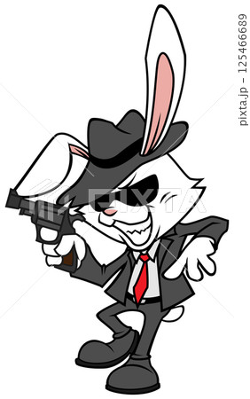 ピストルを持つウサギ 125466689