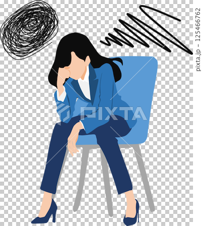 一位女性在工作上遇到麻煩的插圖 一位女性在工作上遇到麻煩的插圖 125466762