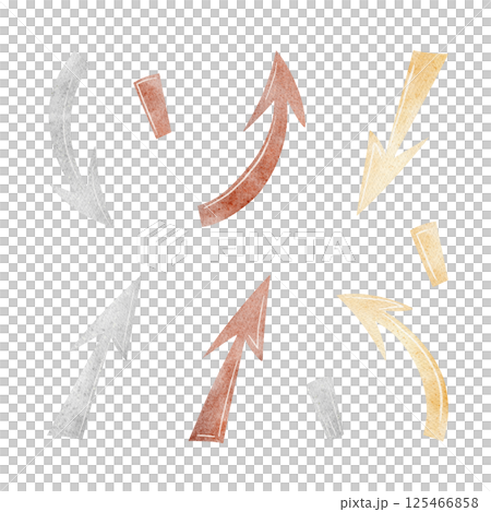 Set of watercolor cursor, arrow, pointer, infographics, symbols. Hand drawn illustration in cartoon children style on isolated background for design of game, card, postcard, invitation, holiday, decor 125466858