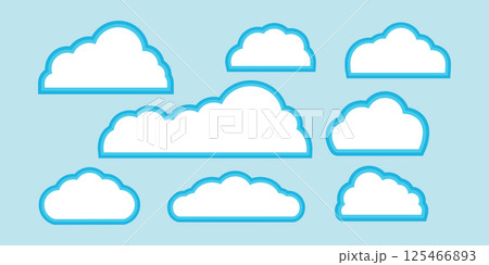 雲のイラスト、タイトルフレーム、縁取りセット 125466893