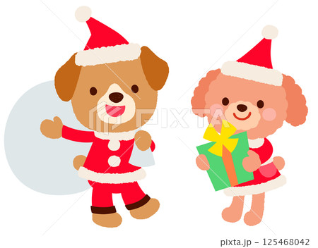 かわいいイヌのサンタクロース クリスマス かわいいイヌのサンタクロース クリスマス 125468042