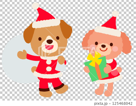かわいいイヌのサンタクロース クリスマス かわいいイヌのサンタクロース クリスマス 125468042