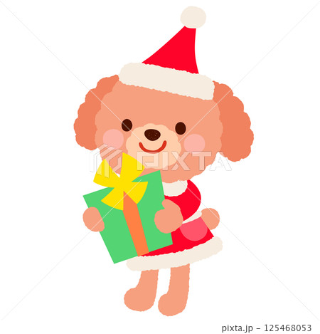 かわいいイヌのサンタクロース　クリスマス 125468053