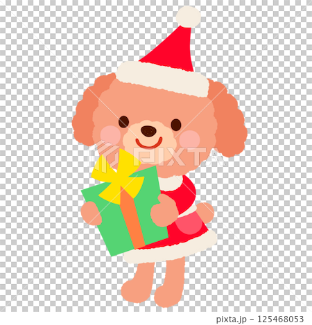 かわいいイヌのサンタクロース　クリスマス 125468053