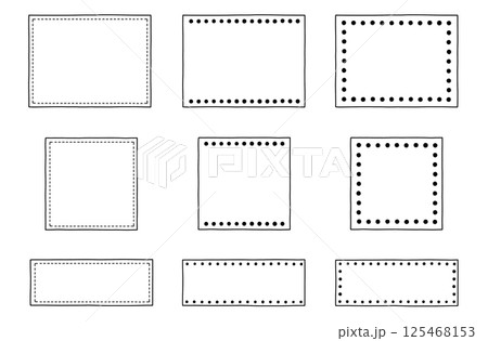 モノクロ（白塗り）のフレームセット：四角 125468153