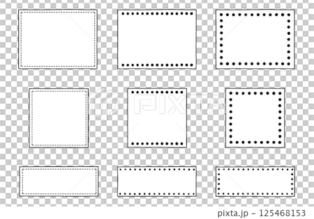 モノクロ（白塗り）のフレームセット：四角 125468153