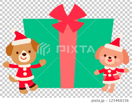 可愛的小狗聖誕老人聖誕留言卡 125468156