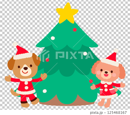 Cute dog Santa Claus Christmas message card 125468167