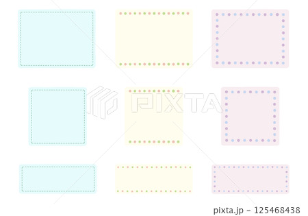 パステルカラーの3色フレームセット：角丸四角 125468438