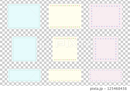 パステルカラーの3色フレームセット：角丸四角 125468438