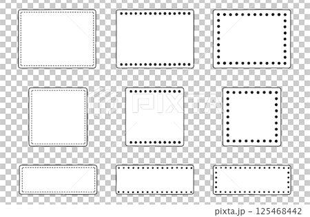 モノクロ（白塗り）のフレームセット：角丸四角 125468442