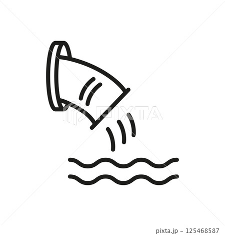 Water Pipe Discharge Line Icon. Wastewater Management And Environmental Impact Outline Symbol. Pollution Control And Water Treatment. Editable Stroke. Isolated Vector Illustration Water Pipe Discharge Line Icon. Wastewater Management And Environmental Impact Outline Symbol. Pollution Control And Water Treatment. Editable Stroke. Isolated Vector Illustration 125468587