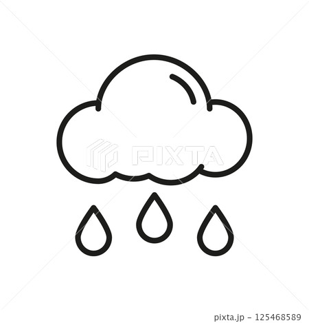 Cloud With Raindrops Line Icon. Weather Forecast, Rainy Season, And Precipitation Outline Symbol. Climate Change, Meteorology, And Water Cycle. Editable Stroke. Isolated Vector Illustration Cloud With Raindrops Line Icon. Weather Forecast, Rainy Season, And Precipitation Outline Symbol. Climate Change, Meteorology, And Water Cycle. Editable Stroke. Isolated Vector Illustration 125468589