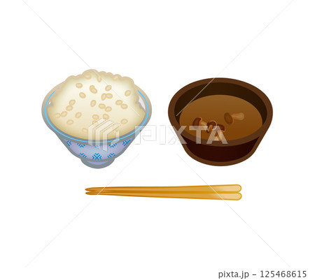 白いご飯とお味噌汁のイラスト 125468615