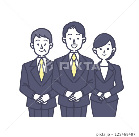 スーツ姿の人物3人のイラスト 125469497