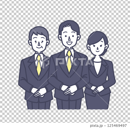 スーツ姿の人物3人のイラスト 125469497