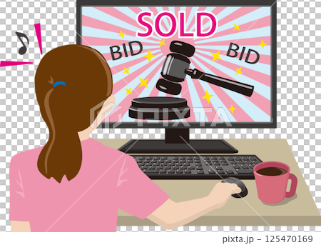 拍賣會上贏得粉紅獎的女人 125470169