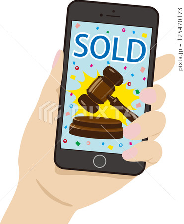 黒いスマホのオークション落札画面　ブルー系 125470173