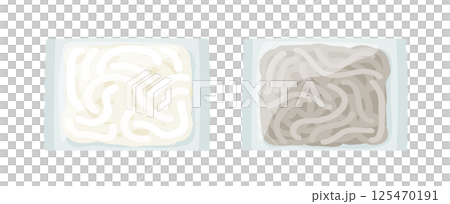 Frozen udon and frozen buckwheat noodles Frozen udon and frozen buckwheat noodles 125470191