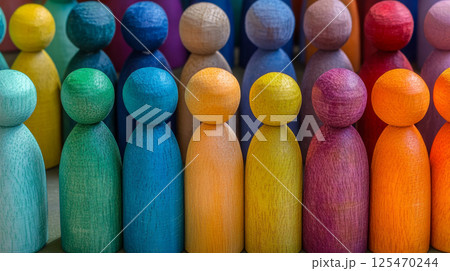 Colorful Wooden Figures Representing Diversity and Inclusion 125470244