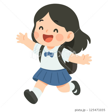 Happy girl going to school 125471035