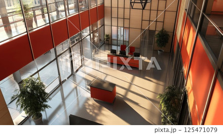 Modern Lobby Shows Reception Desk with Sunlight Interior Design Modern Architecture Modern Lobby Shows Reception Desk with Sunlight Interior Design Modern Architecture 125471079