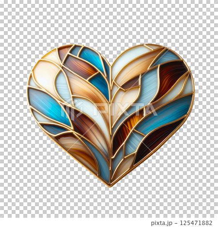 Colorful heart made in stained glass technique, white background, minimalism 125471882