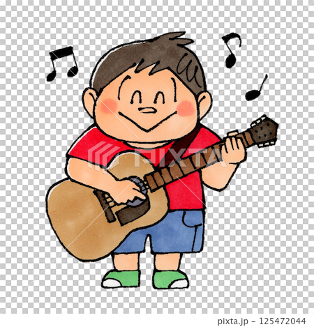 ギターを弾く男の子 125472044
