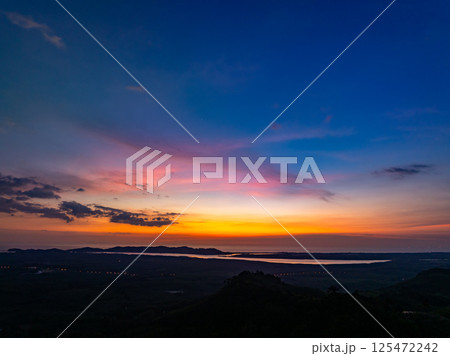 Amazing light sunset or sunrise sky landscape view,Beautiful nature colorful sky background 125472242