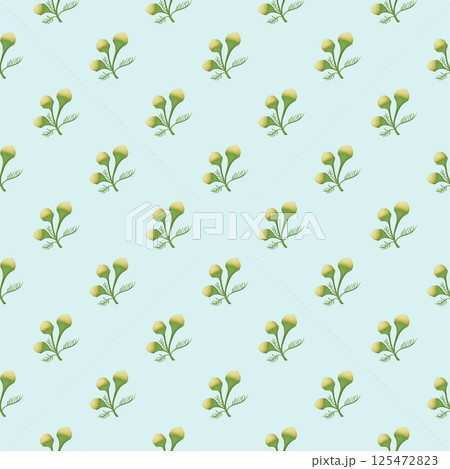 Vintage Pineapple weed Seamless Floral Pattern Light blue background Vintage Pineapple weed Seamless Floral Pattern Light blue background 125472823