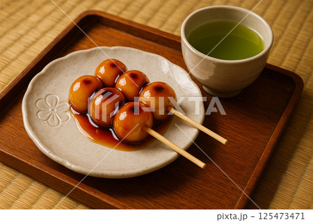 みたらし団子と抹茶のお茶時間 125473471