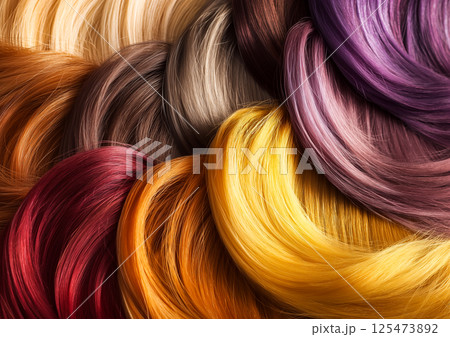 異なるトーンのシルキーな髪の高精細クローズアップ 異なるトーンのシルキーな髪の高精細クローズアップ 125473892