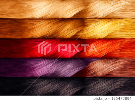 異なるトーンのシルキーな髪の高精細クローズアップ 125473894