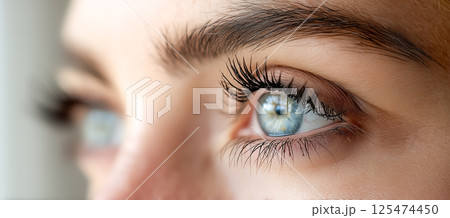 鮮やかな青い虹彩の極度クローズアップ 125474450