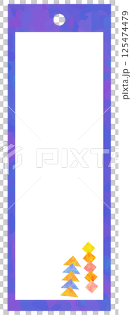 イラスト付きの短冊 三角つなぎ 菱飾り 七夕素材 ベクター 125474479