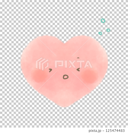 帶有紅色心形標記的睡臉水彩插圖 帶有紅色心形標記的睡臉水彩插圖 125474483