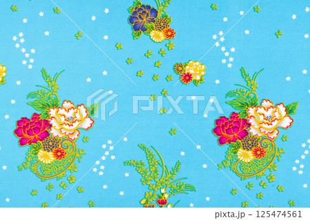 Traditional style fabric textile for background. 125474561
