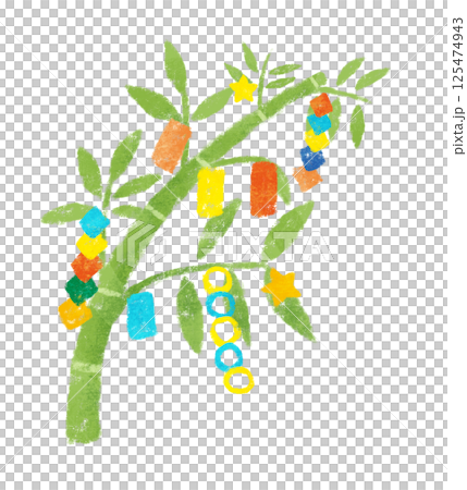 可愛的七夕裝飾，蠟筆觸感 125474943