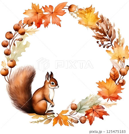 Watercolor painting Realistic Autumn natural leaves set botanical on white background. 125475183