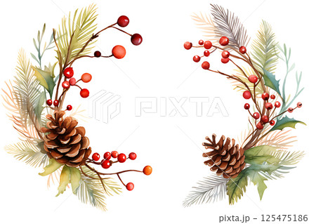 Watercolor painting Realistic Autumn natural leaves set botanical on white background. 125475186