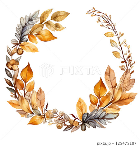 Watercolor painting Realistic Autumn natural leaves set botanical on white background. 125475187