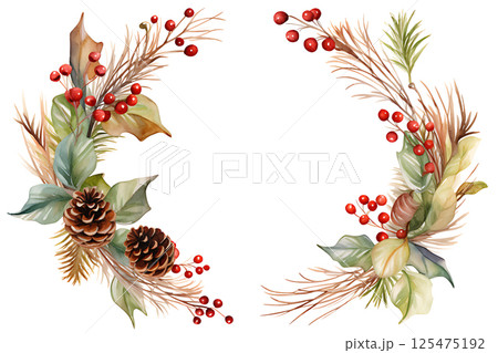 Watercolor painting Realistic Autumn natural leaves set botanical on white background. 125475192