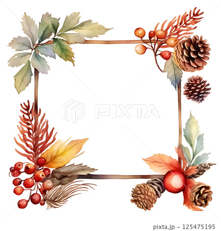 Watercolor painting Realistic Autumn natural leaves set botanical on white background. 125475195
